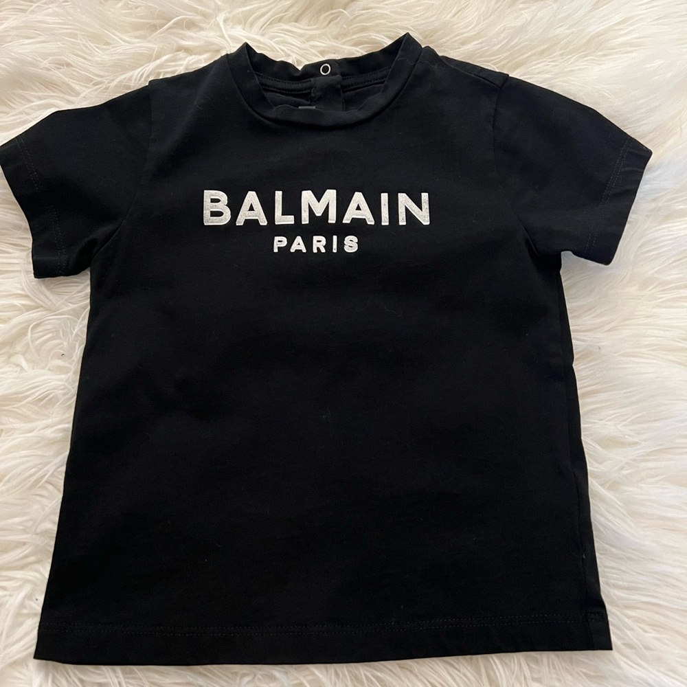 Balmain Black Short Sleeve Tee with Logo